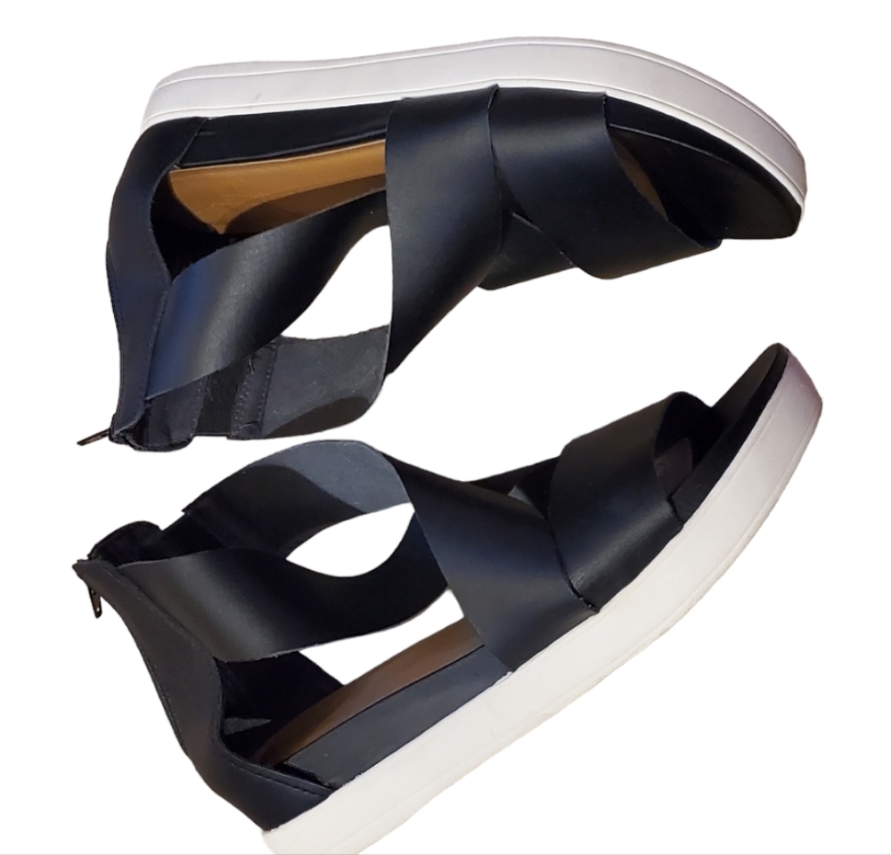 Universal Thread Cute Black sandals with sneaker white soles.